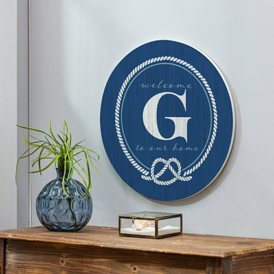 Plow & Hearth Coastal Door Décor Monogram Blue 18" G