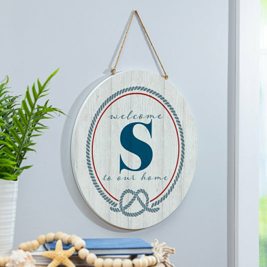 Plow & Hearth Coastal Door Décor Monogram White 18" S