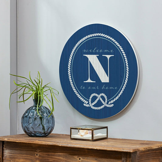 Plow & Hearth Coastal Door Décor Monogram Blue 18" N