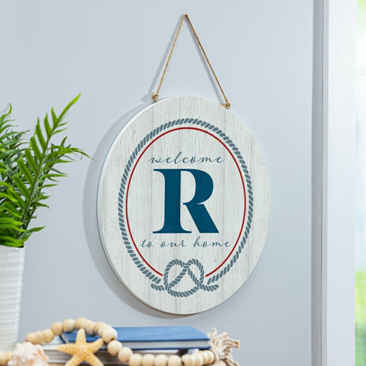 Plow & Hearth Coastal Door Décor Monogram White 18" R