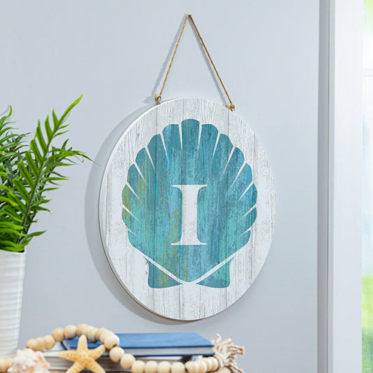 Plow & Hearth Coastal Door Décor Shell Monogram 18" I