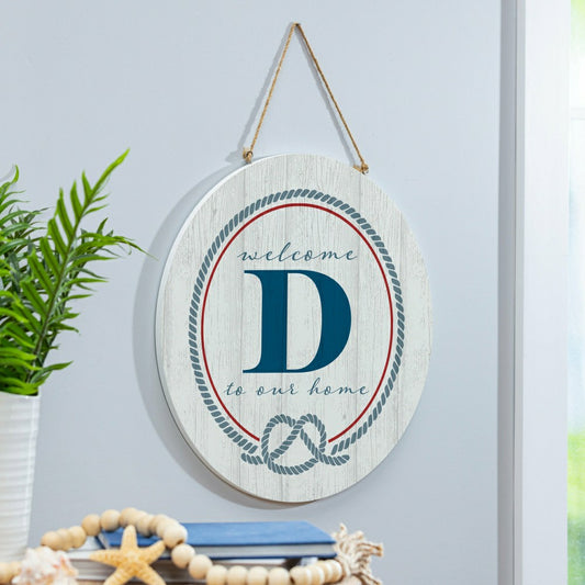 Plow & Hearth Coastal Door Décor Monogram White 18" D