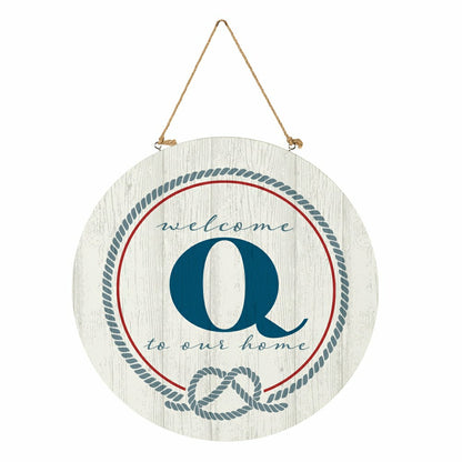 Plow & Hearth Coastal Door Décor Monogram White 18" Q