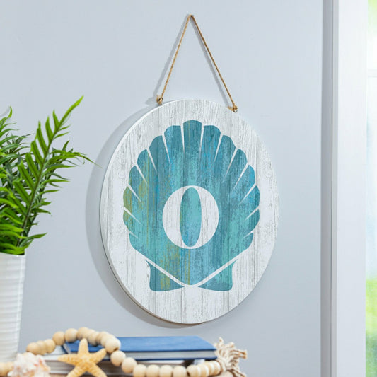 Plow & Hearth Coastal Door Décor Shell Monogram 18" O