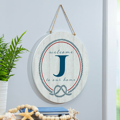Plow & Hearth Coastal Door Décor Monogram White 18" J
