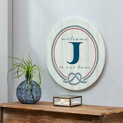Plow & Hearth Coastal Door Décor Monogram White 18" J