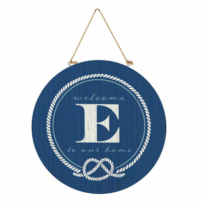 Plow & Hearth Coastal Door Décor Monogram Blue 18" E