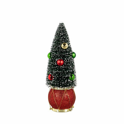 Plow & Hearth Joyful Traditions Table Décor Tree in Drum Bottle Brush Set